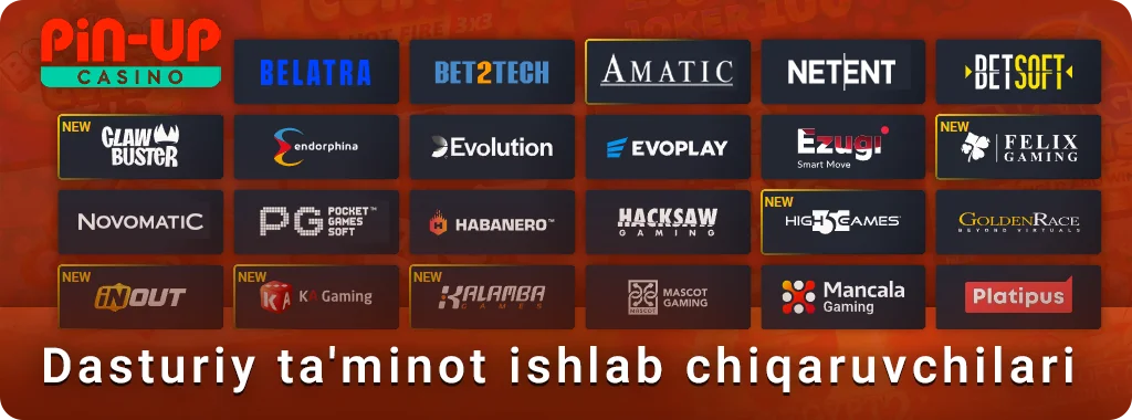PIN Up veb-saytidagi kazino o'yinlari provayderlari-mashhurlarning ro'yxati